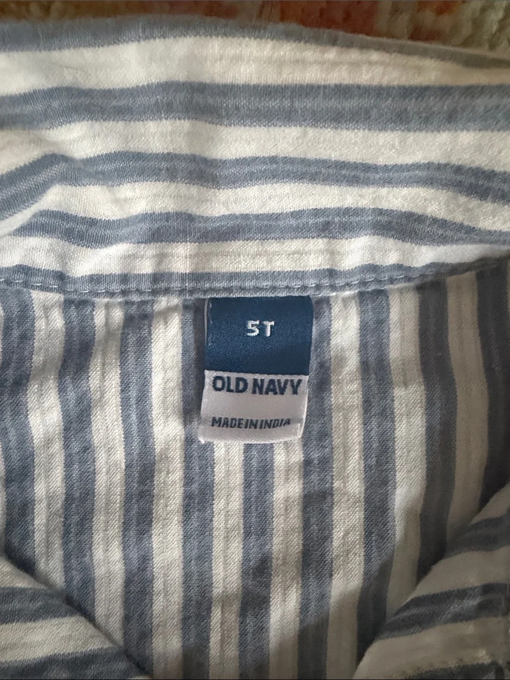 Old Navy Blue and White Striped Button-Down Kids Shirt EUC
